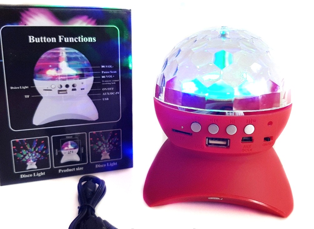 

Диско-шар на аккумуляторе Charging crystal magic ball Bluetooth L-740 красный