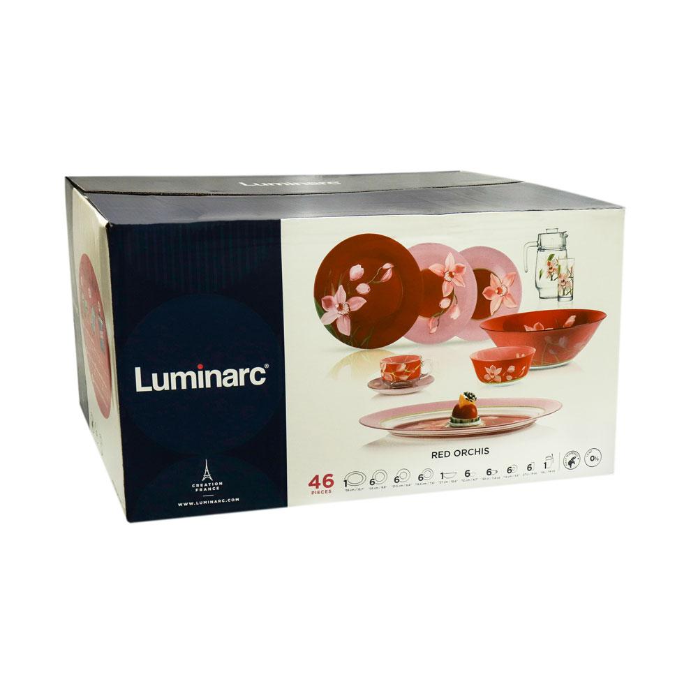 

Сервиз столовый с орхидеями Luminarc Red Orchis 46 предметов на 6 персон N4828