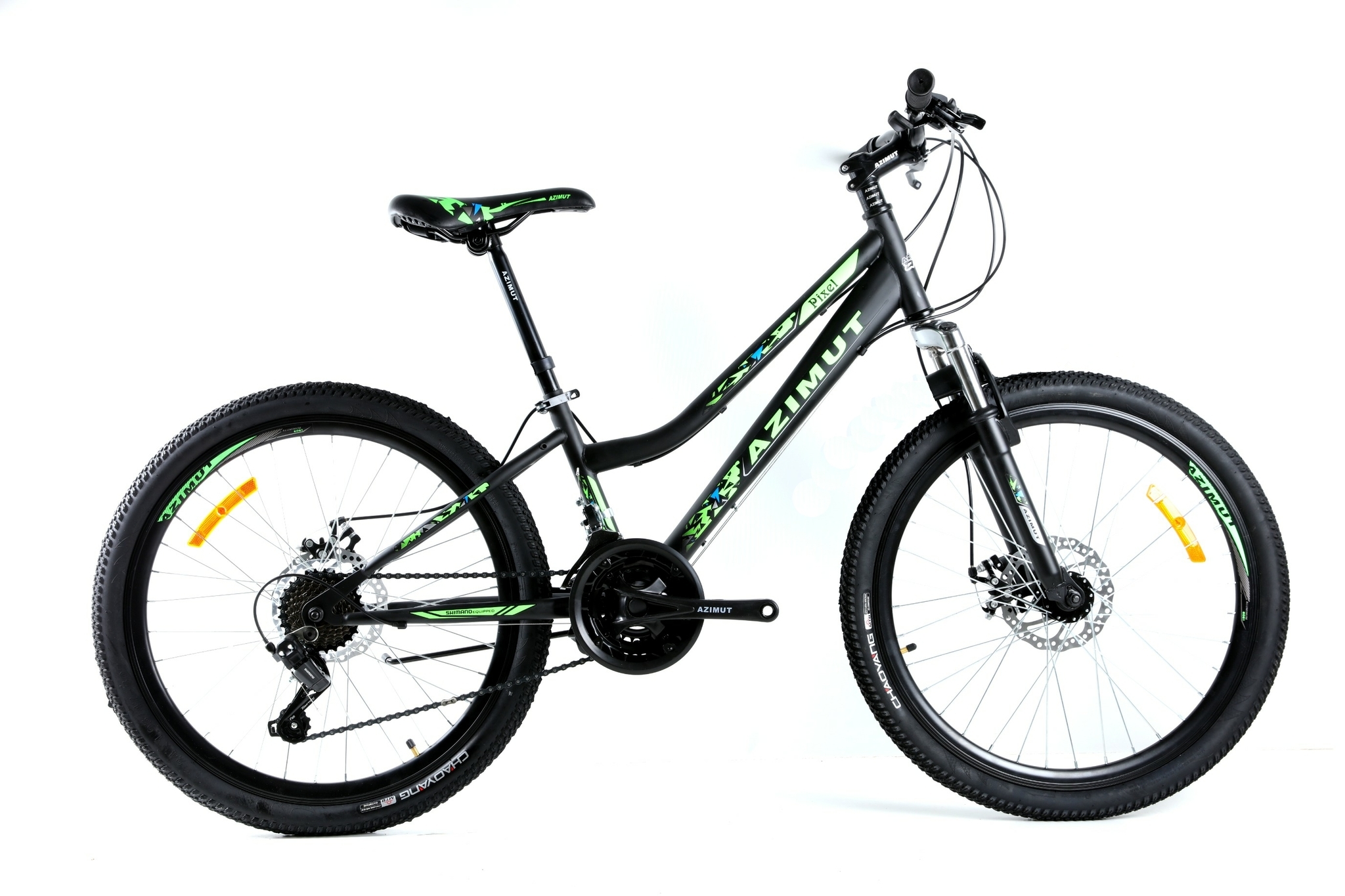 

Велосипед Azimut Pixel 2021 Shimano 24" 12" Black / Green (Pixel/GFRD)