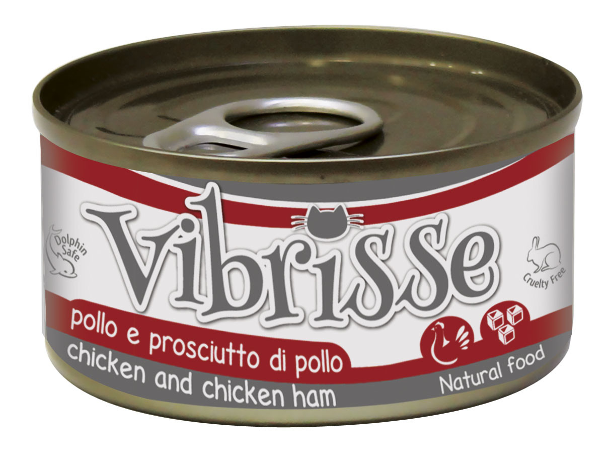 

Блок консервированного корма для котов Croci VIBRISSE (курица, ветчина) 24*70 г