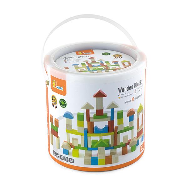 

Набор строительных блоков Viga Toys "Город", 80 шт., 2,5 см (50333)