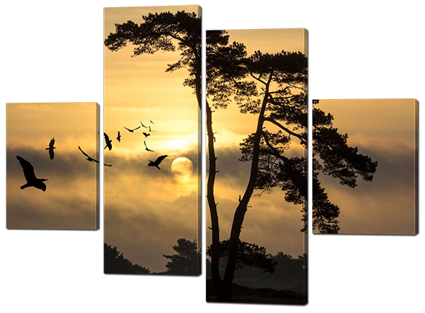 

Модульная картина Interno Искусственный холст Закат и птицы 106X77