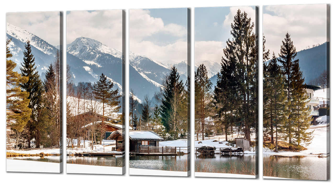 

Модульная картина Interno Холст Зимний домик 133х73см