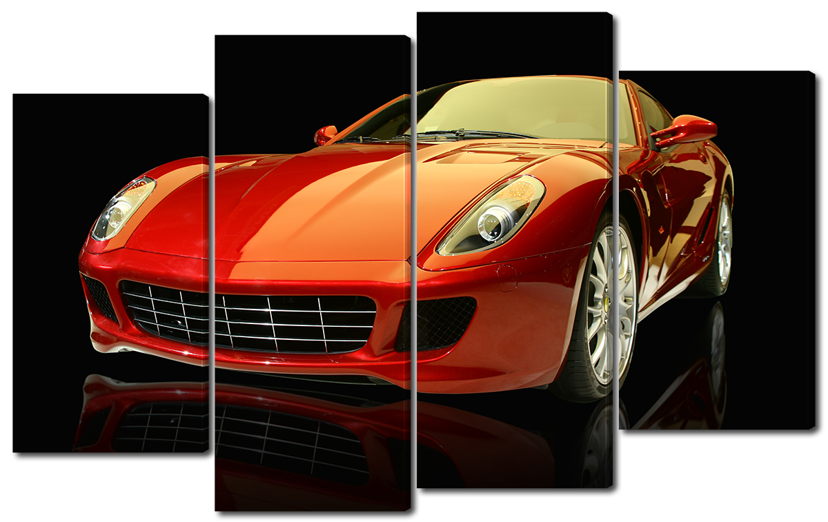 

Модульная картина Interno Эко кожа Красный спорт кар 166x120см
