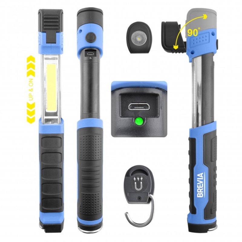 

Фонарь для СТО для охоты для рыбалки светодиодный телескоп Brevia 3W COB+1W LED 300lm 2000mAh (11350)