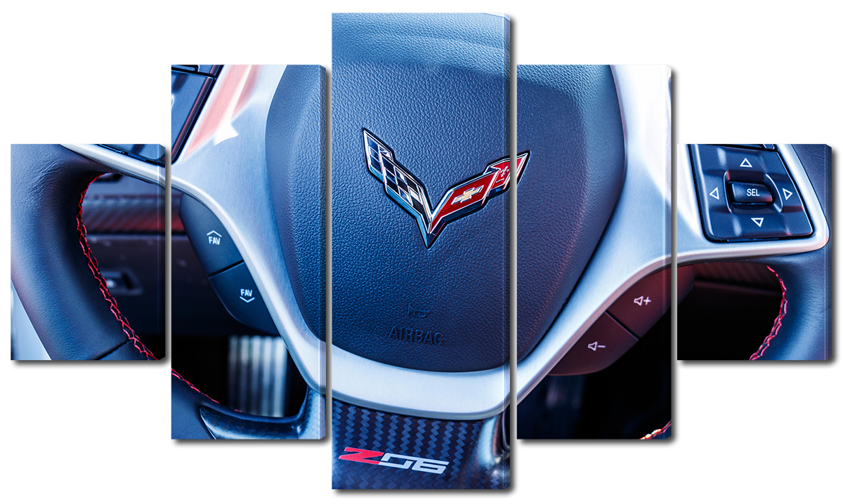 

Модульная картина Interno Эко кожа Логотип chevrolet corvette 185х106см