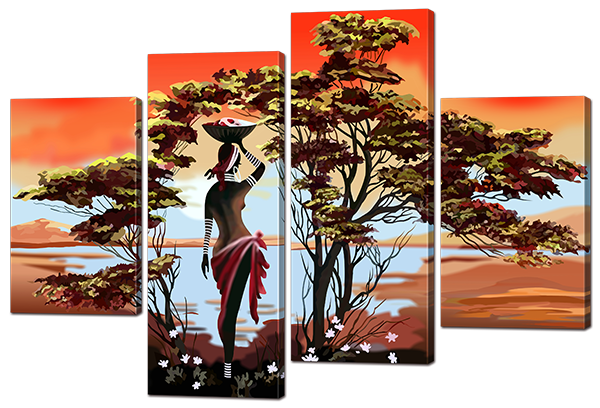 

Модульная картина Interno Искусственный холст Девушка на рассвете 94х64см