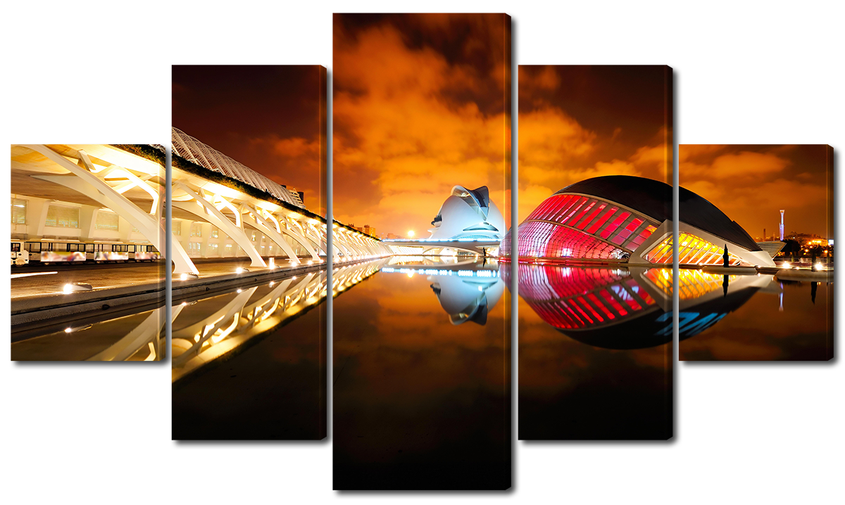 

Модульная картина Interno Эко кожа Космо город 142х80см