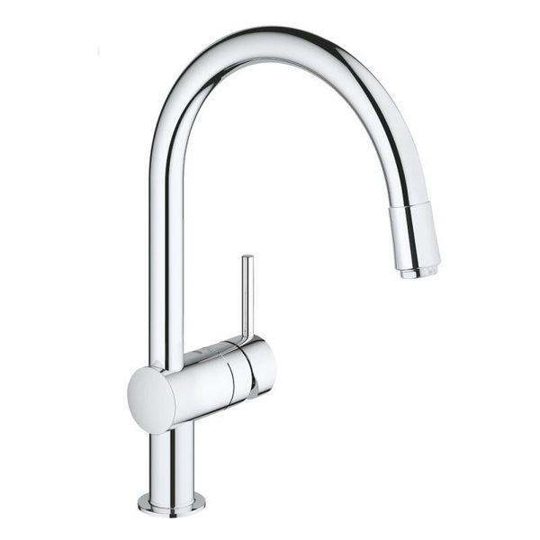 

Cмеситель кухонный с выдвижным душем GROHE хром MINTA латунь 32918000