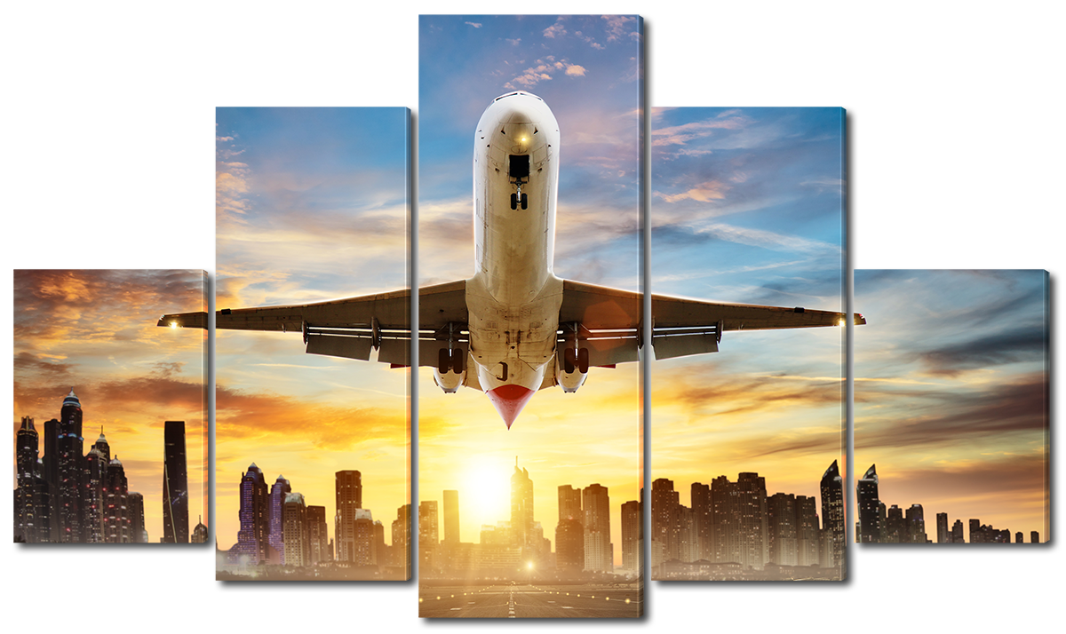 

Модульная картина Interno Эко кожа Самолет на фоне города 108х60см