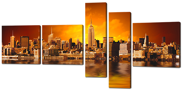 

Модульная картина Interno Искусственный холст New-York 148х74см
