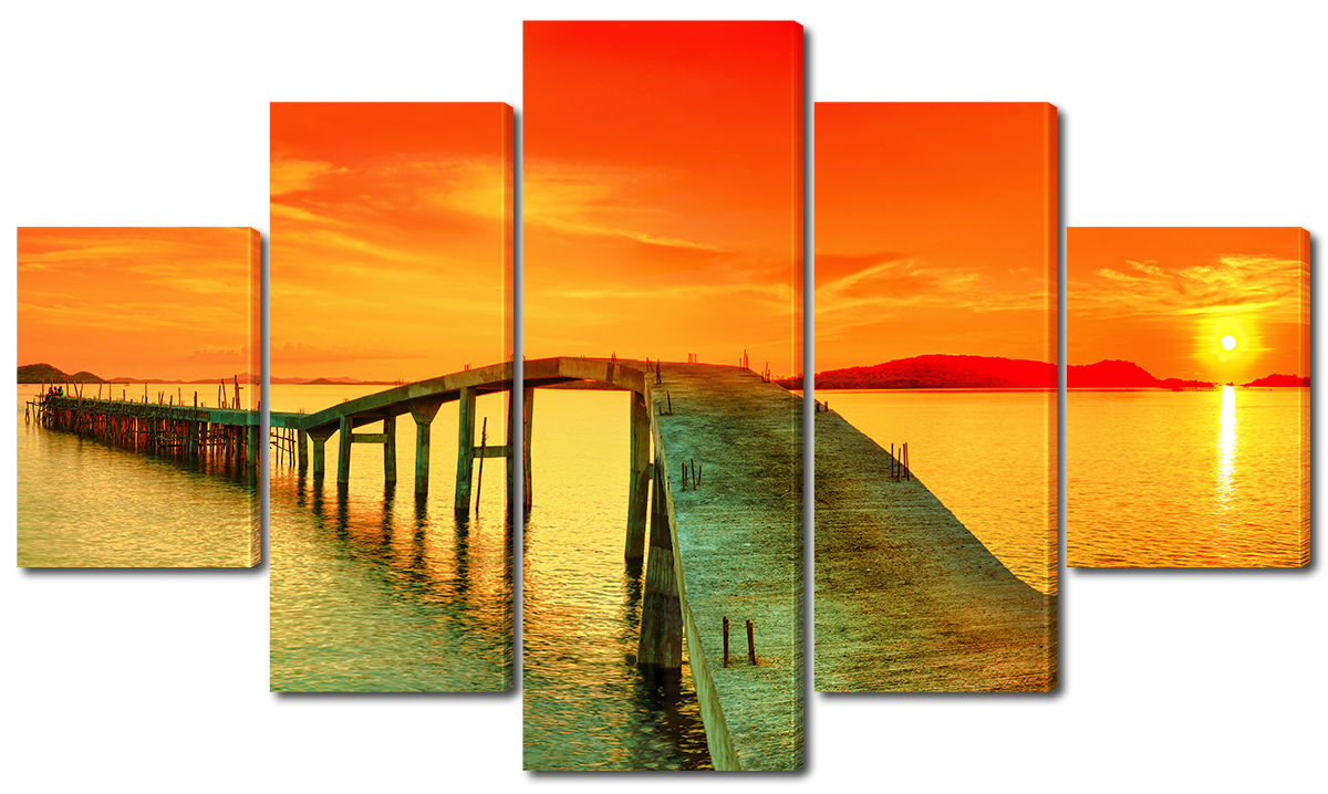 

Модульная картина Interno Холст Мост и закат 123x69см