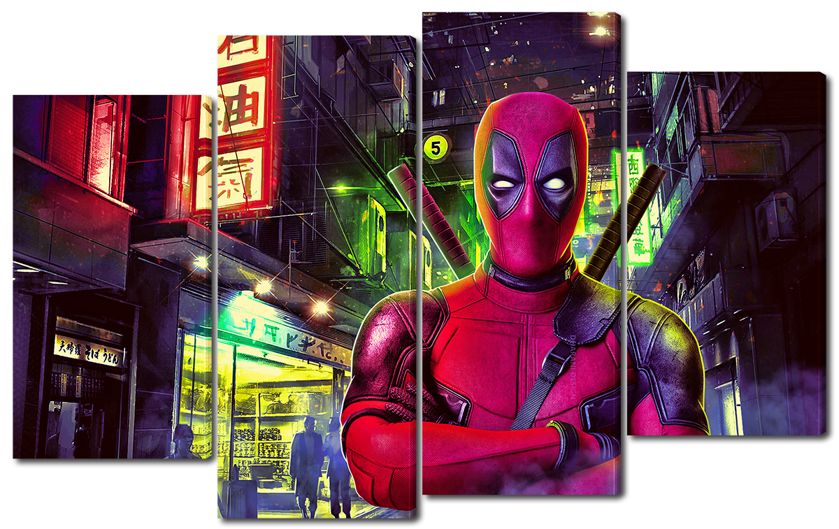 

Модульная картина Interno Эко кожа Жил-был Дэдпул 94x56см