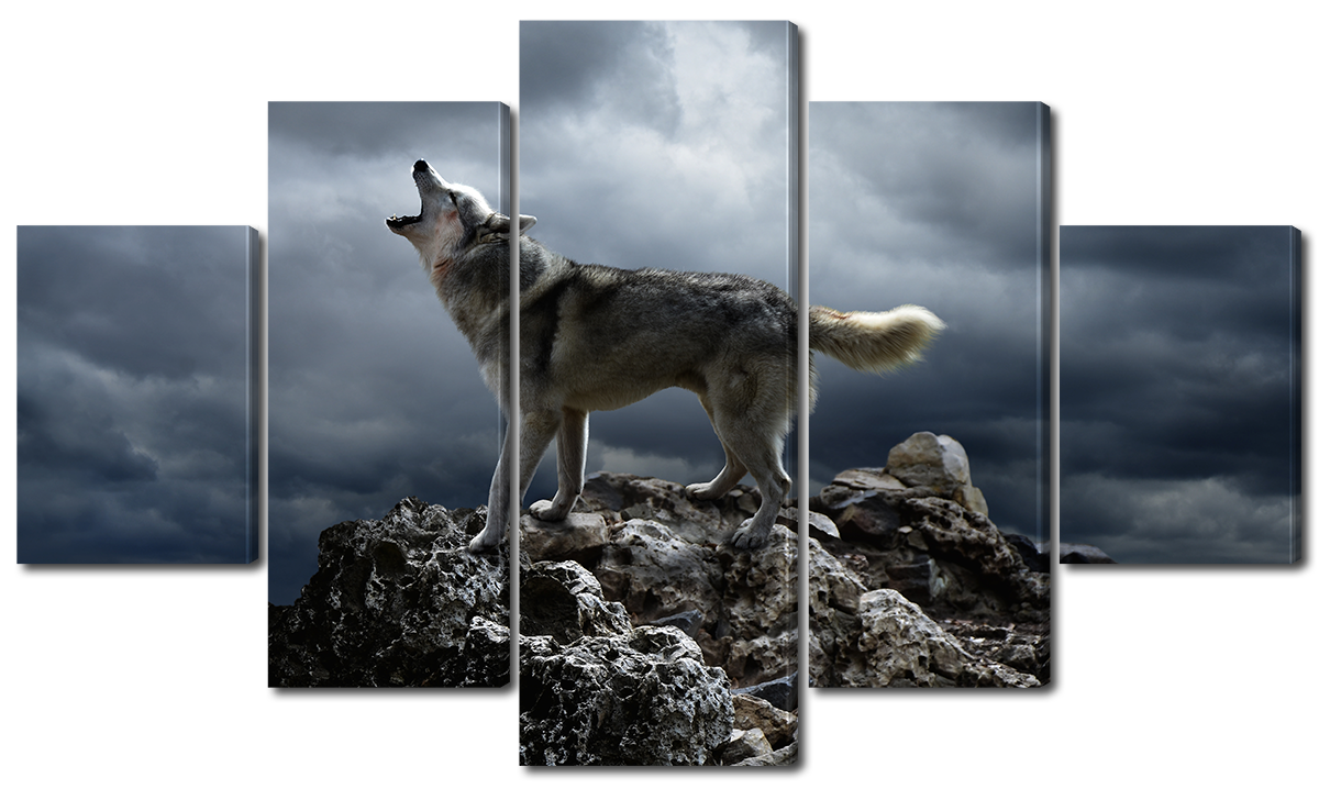 

Модульная картина Interno Холст Волк воет на луну 142х80см