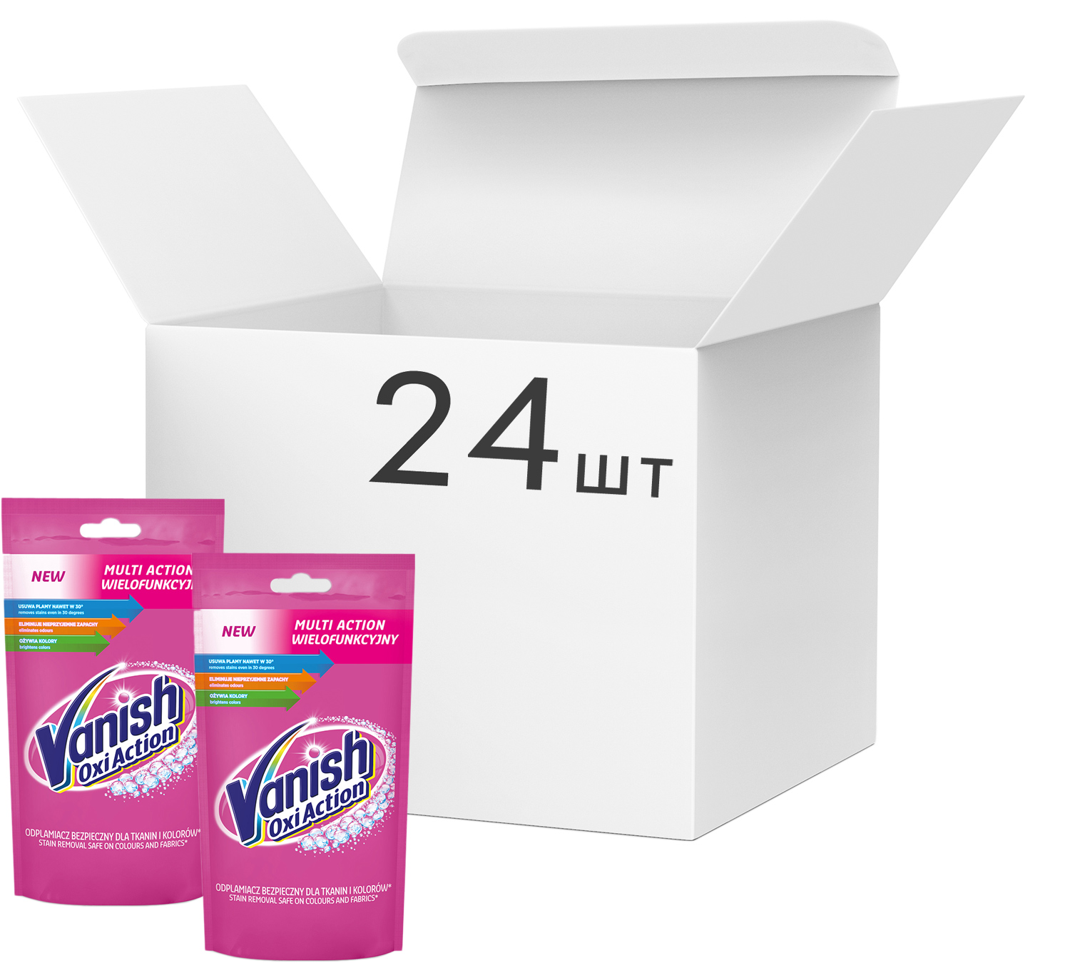 

Упаковка пятновыводителя жидкого для тканей Vanish Oxi Action 24 шт х 100 мл