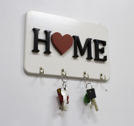 

Настенная ключница ручной работы на 4 ключа белая Home (2356820-De)