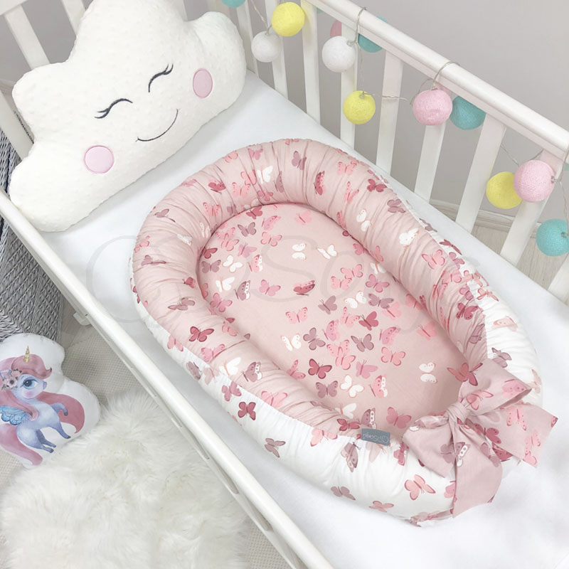 

Кокон для новорожденных (позиционер гнездышко) Baby Design Premium Бабочки 90х65 см