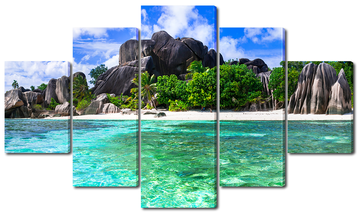 

Модульная картина Interno Эко кожа Тропический пляж и камни 185х106см