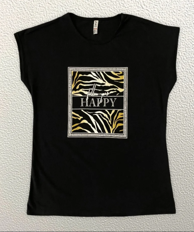 

Жіноча Футболка HAZARD Квадрат Happy чорна Батал 211077 (4XL (56))