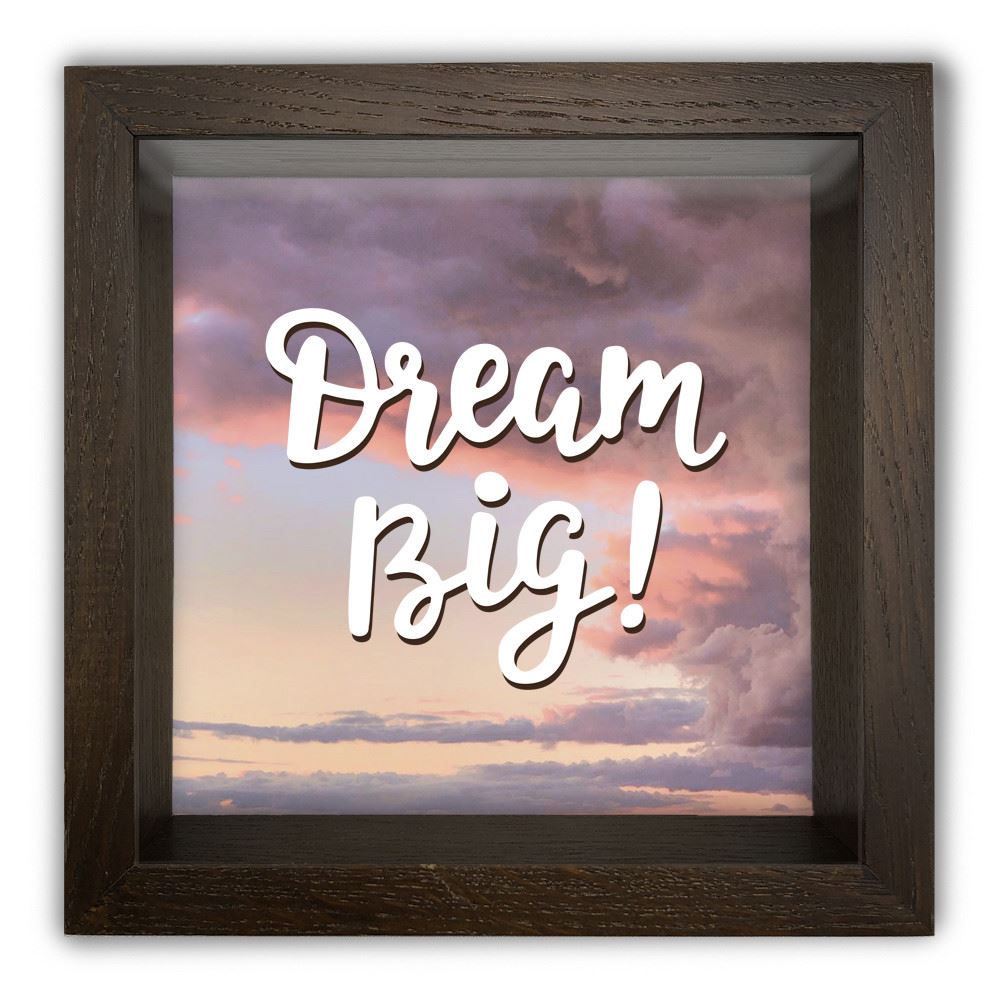 

Дерев'яна копілка (скарбничка) 20 20 см "Dream big" хмари над морем, коричнева