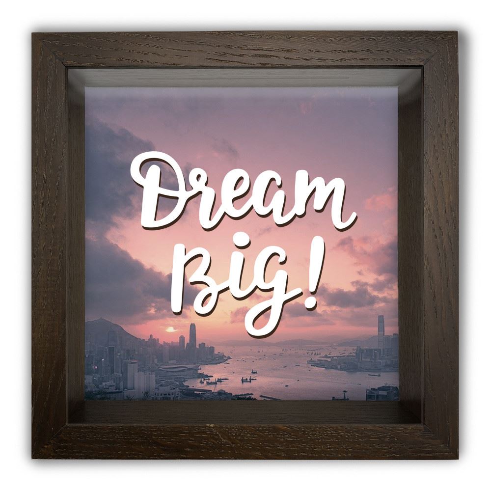 

Дерев'яна копілка (скарбничка) 20 20 см "Dream big" місто в тумані, коричнева