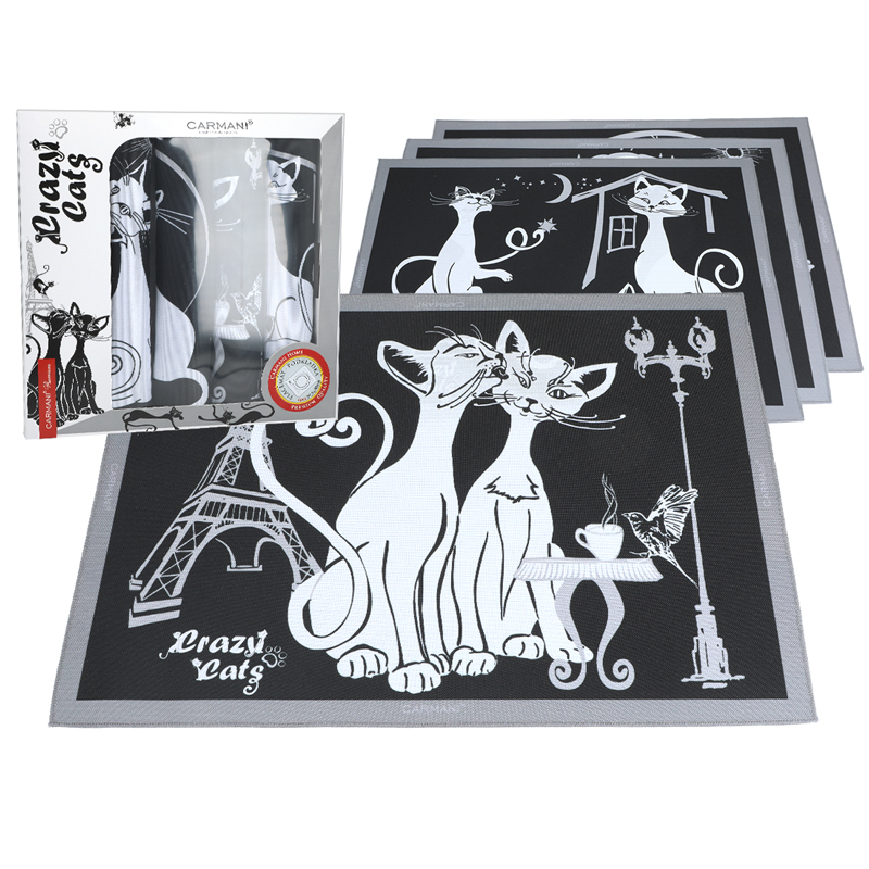 

Сервировочные салфетки Crazy white cats 4 штуки маленькие Carmani SS85187