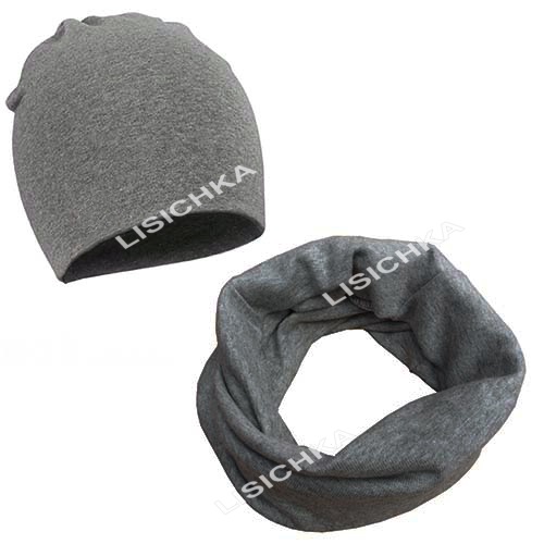 

Комплект шапка и снуд Bape, детский, темно-серый