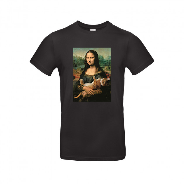 

Футболка Dali's Mustache clothes с принтом Мона Лиза с котом Женская Чёрная L