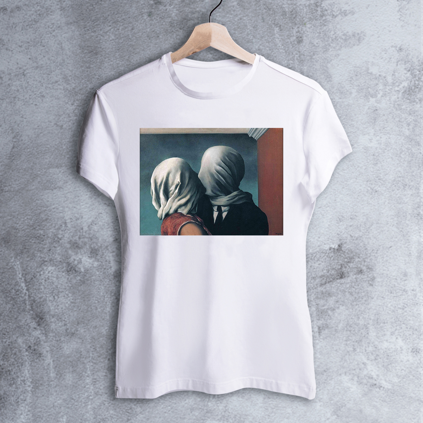 

Футболка Dali's Mustache clothes с принтом Влюблённые. Рене Магритт Женская Белая XL