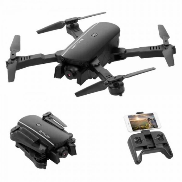 

Квадрокоптер Falcon 1808 Black – дрон з 4K і HD камерами FPV Wifi, барометром, до 15 хв. польоту, складний
