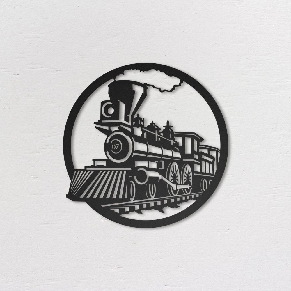 

Объемная картина-панно из дерева на стену 90х90 см IdeaClock Round train