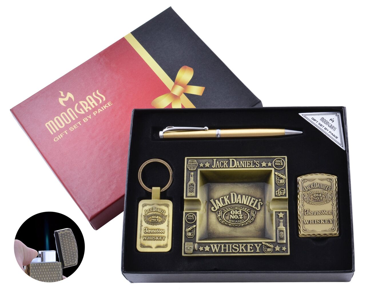 

Пепельница, Зажигалка, Брелок, Ручка 4в1 Подарочный Набор Jack Daniels