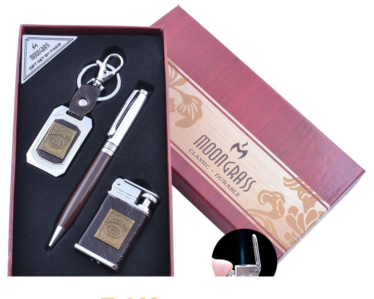 

Брелок, Ручка, Зажигалка 3в1 Подарочный Набор The Jack Daniels Brown