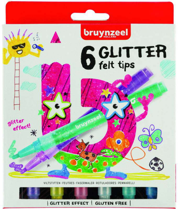 

Набор фломастеров Bruynzeel Glitter 6 цветов с глиттерами (8712079421007)
