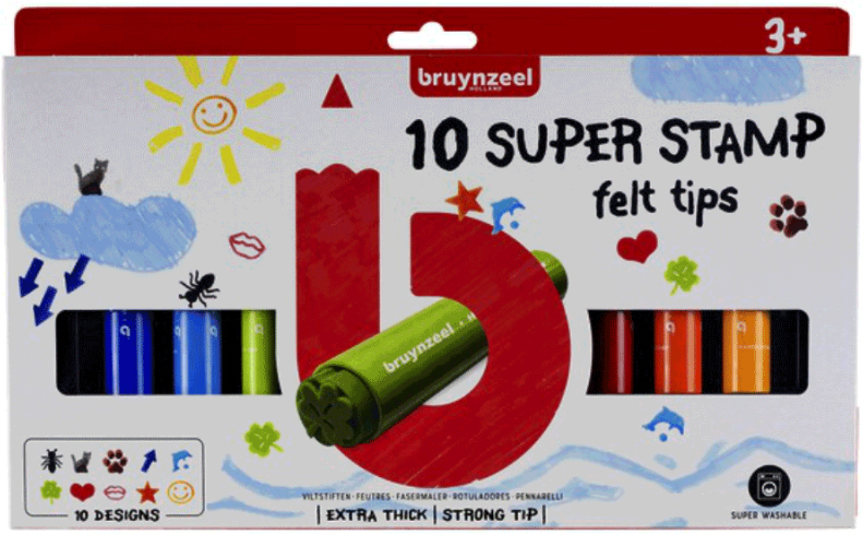 

Набор цветных штампов Bruynzeel Super Stamp 10 цветов (8712079447090)