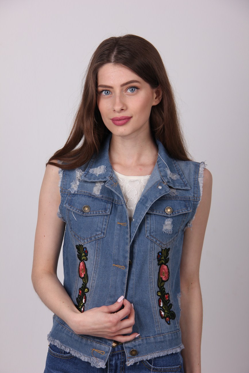 

Жилетка женская ClassicFashion 806 джинс (Синий, Жилетка женская ClassicFashion 806 джинс (Синий L)