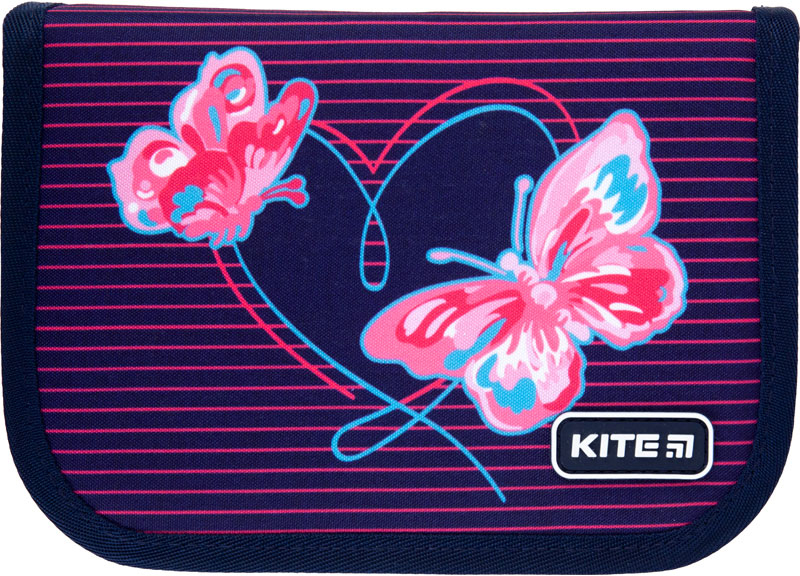 

Пенал без наполнения Kite Education Butterflies 1 отделение 2 отворота Темно-синий Джинс (K21-622-3)