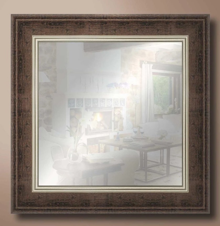 

Зеркало в раме настенное в ванную DecorFrom Dark brown 60х60 см коричневое