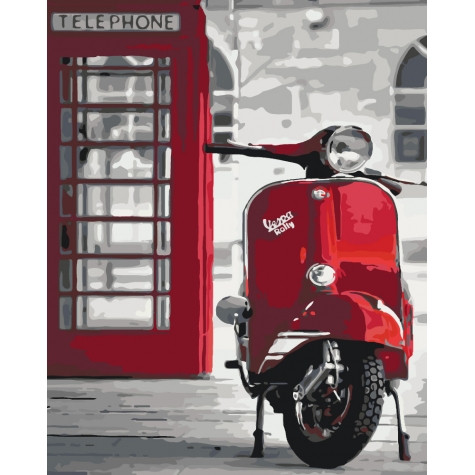 

Набір для розпису по номерах. Міський пейзаж "Легендарна Vespa" 40*50см