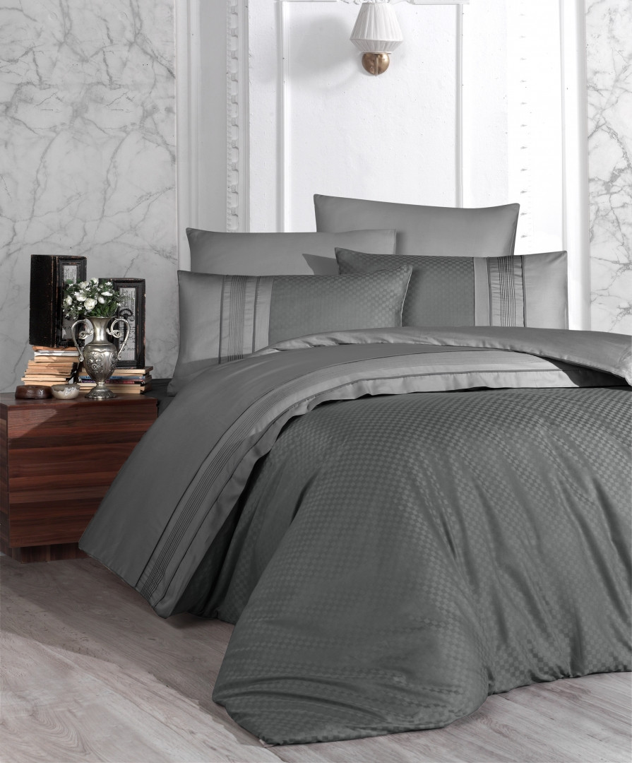 

Постельное Белье First Choice Satin Delux Square Duet Smoke-Anthracite 200*220