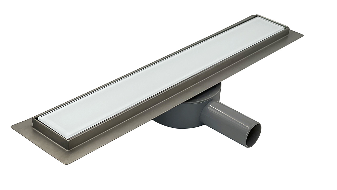 

Линейный трап из нержавейки с поворотным сифоном DESIRE Bianco 1000 мм, белое стекло