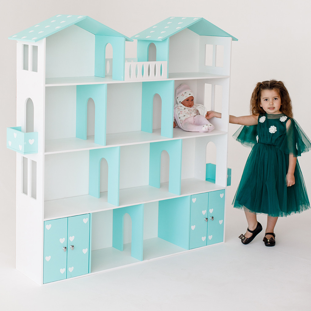 

Кукольный домик KiddyRoom 4 этажа Белый с Бирюзовым
