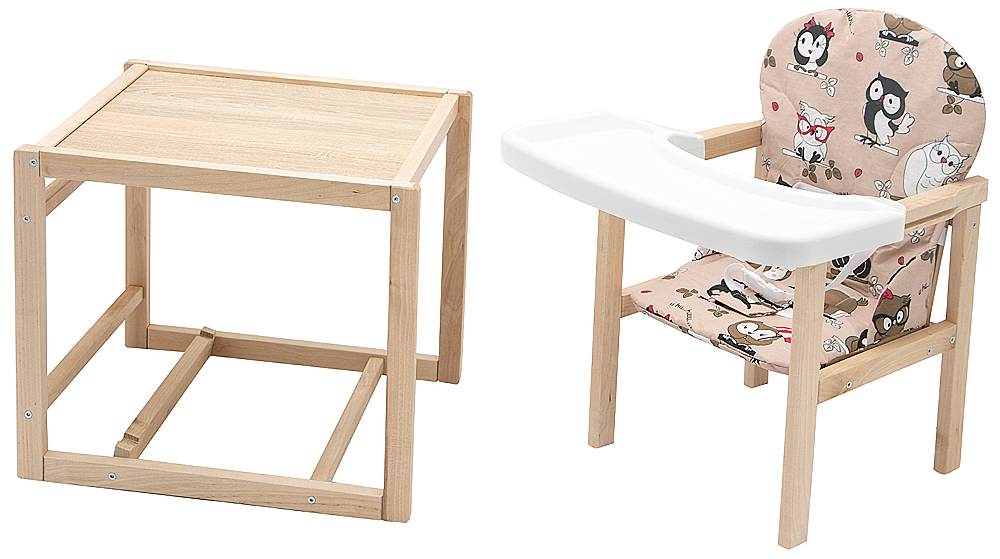 

Стульчік- трансформер Babyroom Поні-230 eko без лаку пластикова стільниця бежевий (сови)
