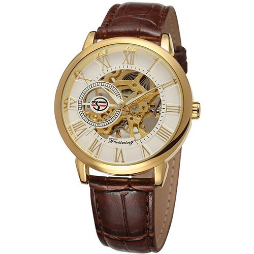 

Часы наручные Forsining 8099 Brown-Gold-White