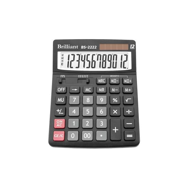 

Калькулятор настольный Brilliant 150 x 193 x 29 мм 12 разрядный пластик черный (BS 2222)