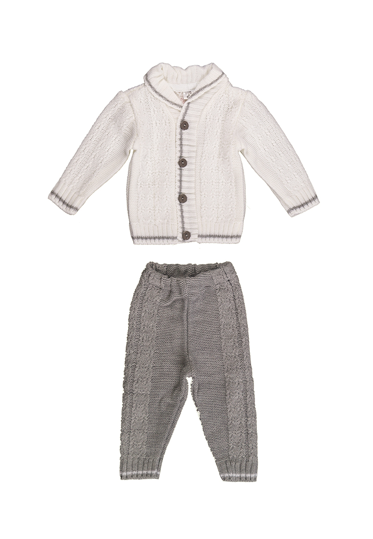 

Костюм вязаный для мальчика Mari-Knit 0742-2 р40 62см серо-белый 60588