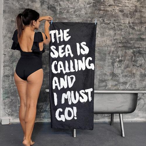 

Пляжное полотенце большое с принтом The sea is calling and I must go!