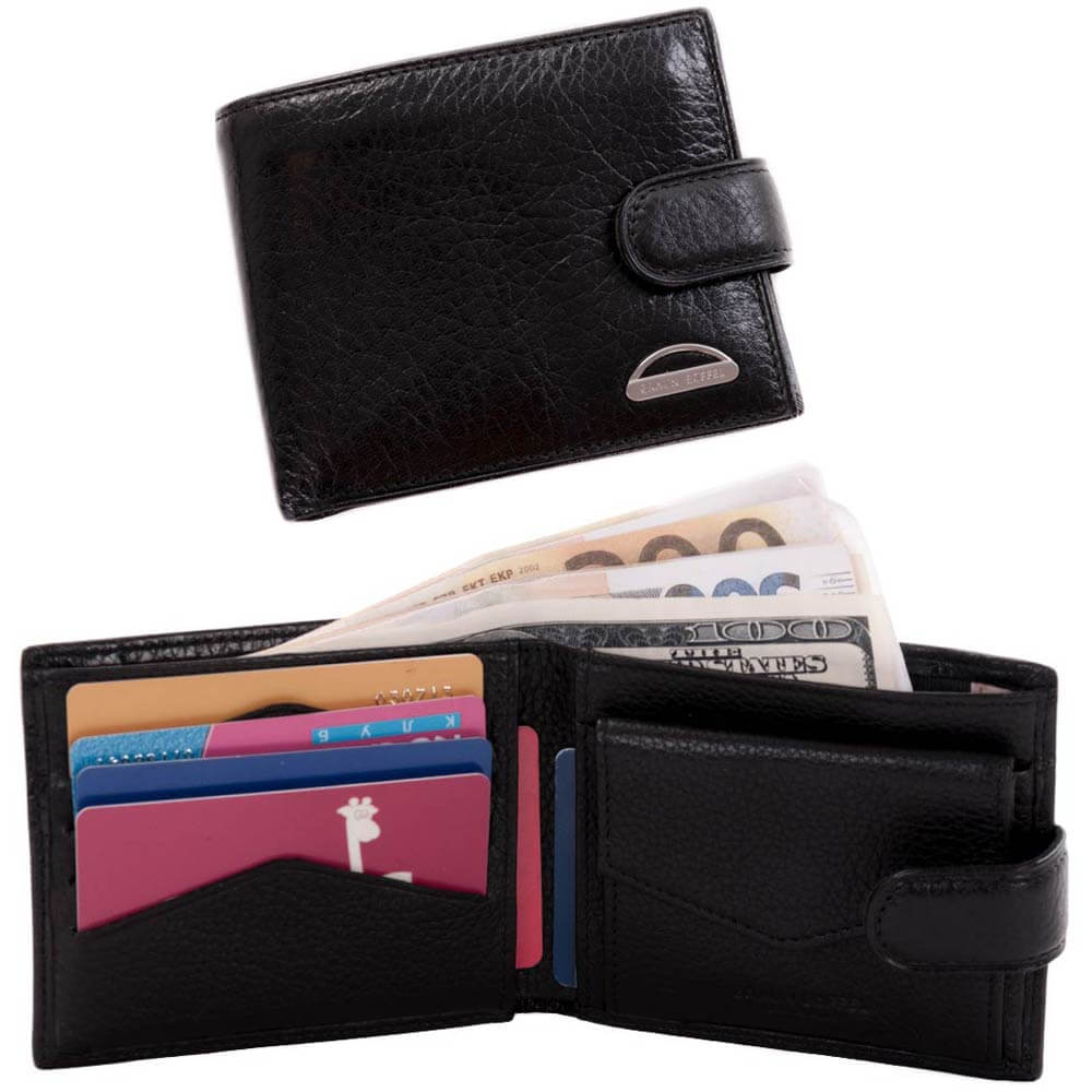 

Мужской кошелек портмоне на копке кожаный Braun Buffel черный (9919 black)
