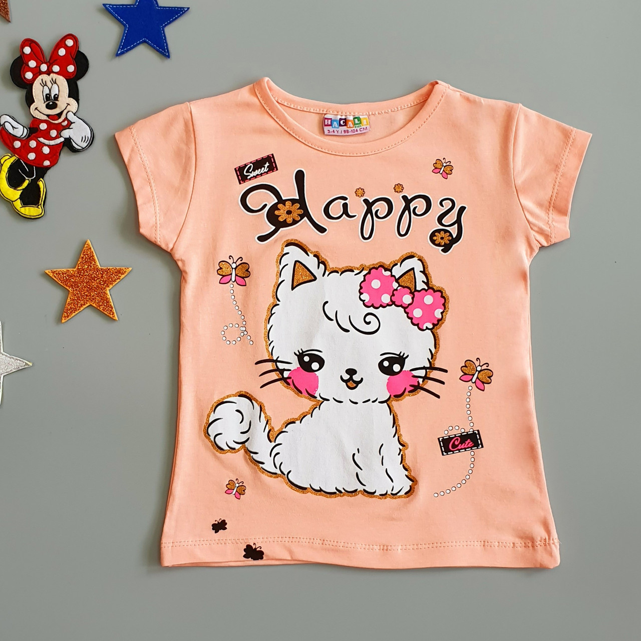 

Футболка "Котенок" Hacali kids для девочки 110-116 см Персиковая 18688