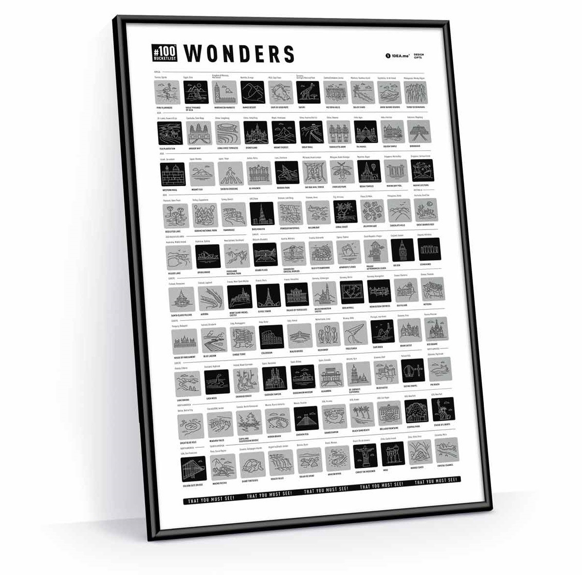

Скретч-постер 1DEA.me 100 Wonders Белый в раме